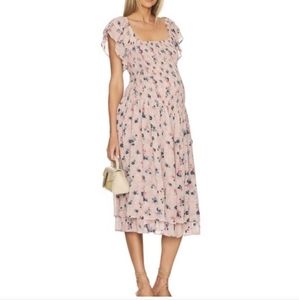Hatch Pink Floral Ruffled Maternity Dress